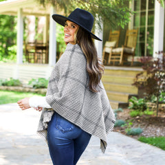 reversible poncho grey plaid side