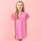 Monogrammed Girls Flutter Sleeve Dress | Light Pink