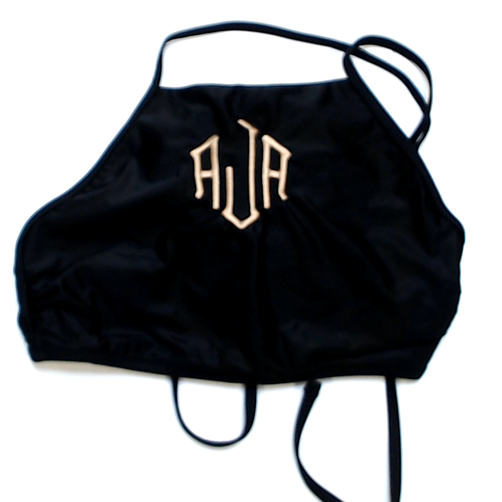 BLOOPER SWIM: Monogrammed High Neck Bikini Top