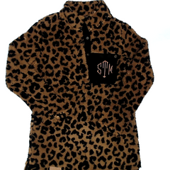 BLOOPER CLOTHING: Monogrammed Leopard Sherpa Pullover