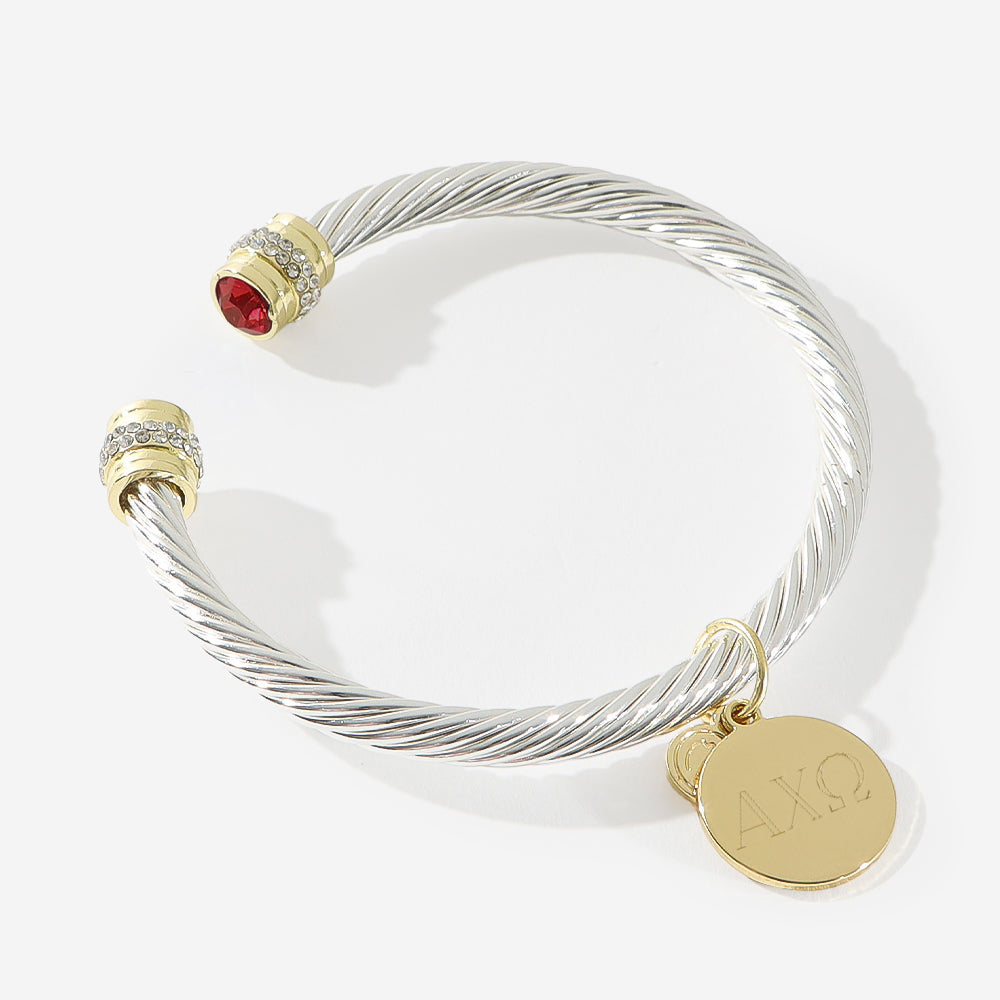 Alpha Chi Omega Cable Bracelet in Red | Officially Licensed Sorority Jewelry