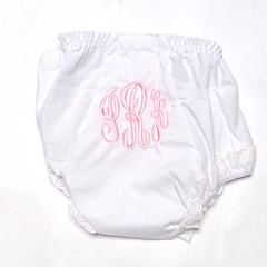 BLOOPER KIDS: Monogrammed White Eyelet Baby Bloomers