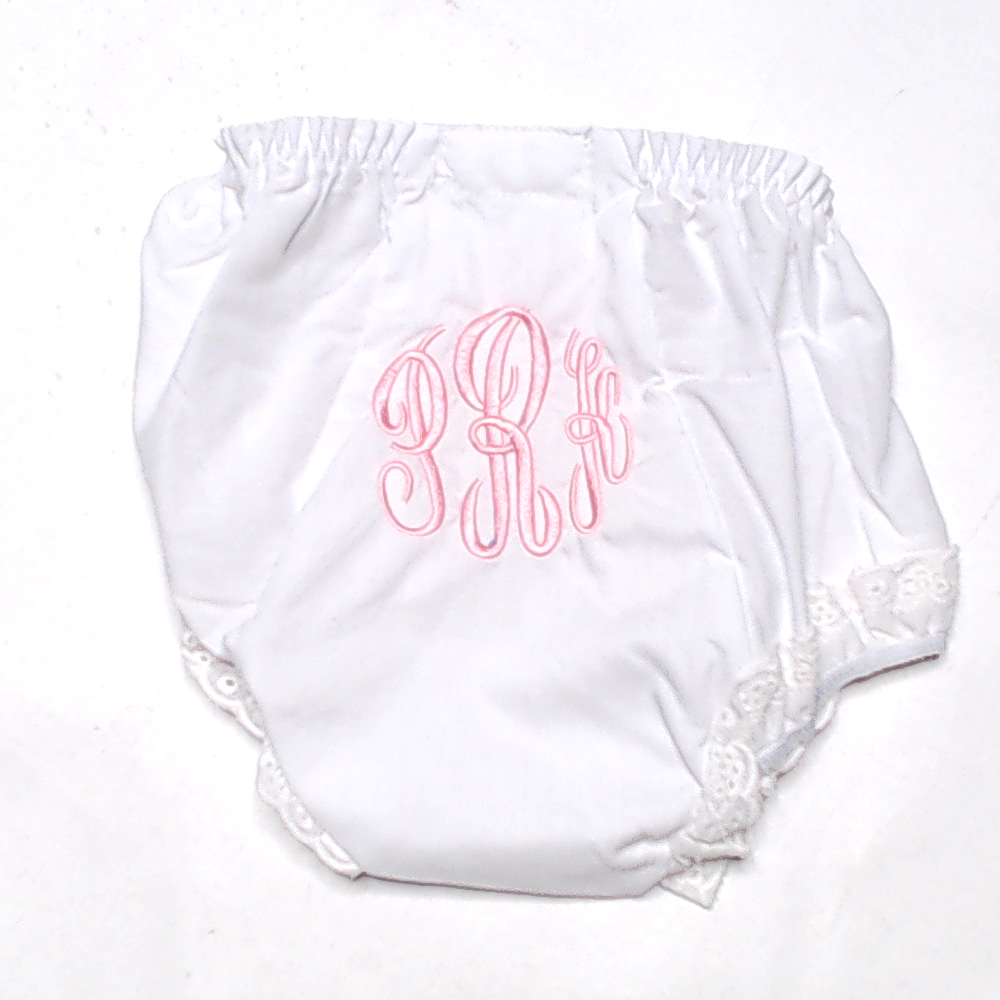 BLOOPER KIDS: Monogrammed White Eyelet Baby Bloomers