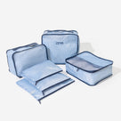 Monogrammed Youth Packing Bag Set | Blue Seersucker