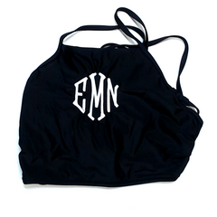 BLOOPER SWIM: Monogrammed High Neck Bikini Top