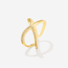 Adjustable Criss Cross Ring in Gold