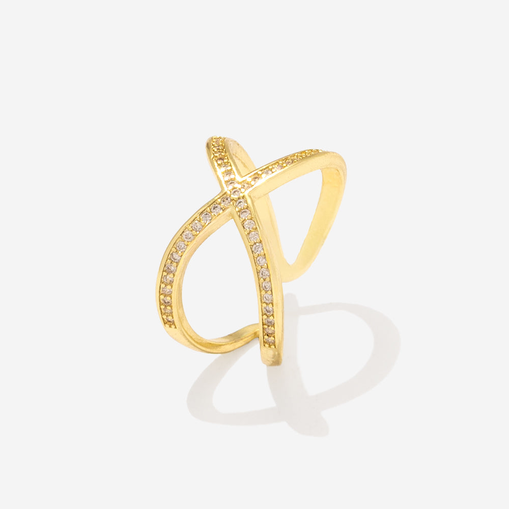 Adjustable Criss Cross Ring in Gold