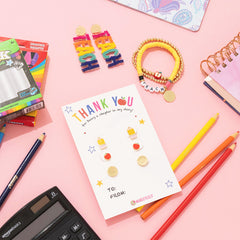 gold teacher earring set with teacher essentials