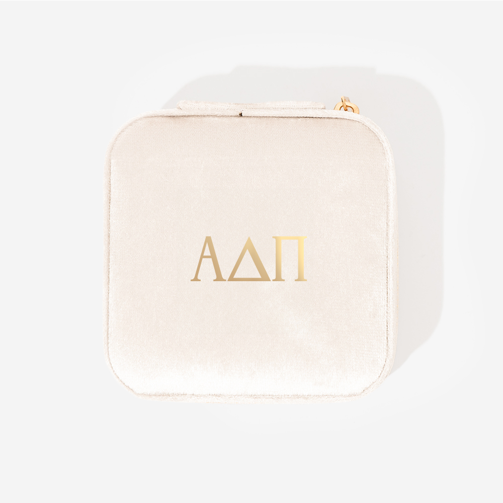 Alpha Delta Pi Velvet Travel Jewelry Case | Ivory