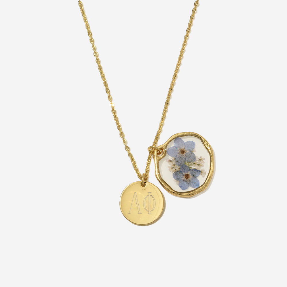 Alpha Phi Forget Me Not Necklace | Gold