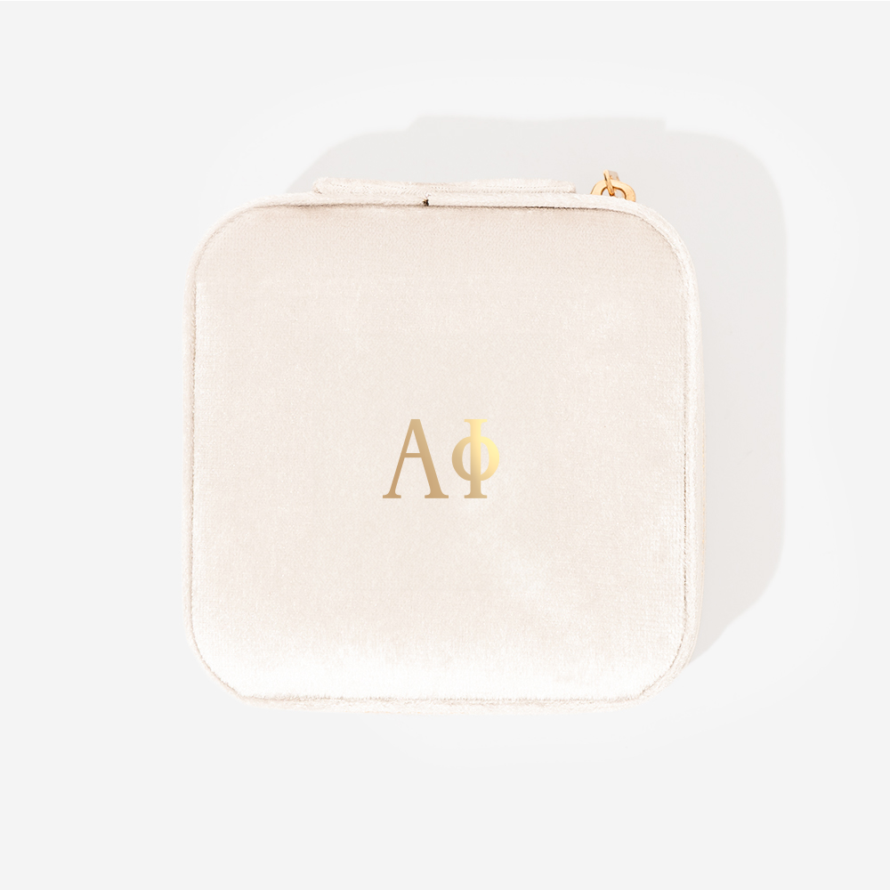 Alpha Phi Velvet Travel Jewelry Case | Ivory