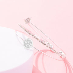 Rhinestone Bangle on pink with marble