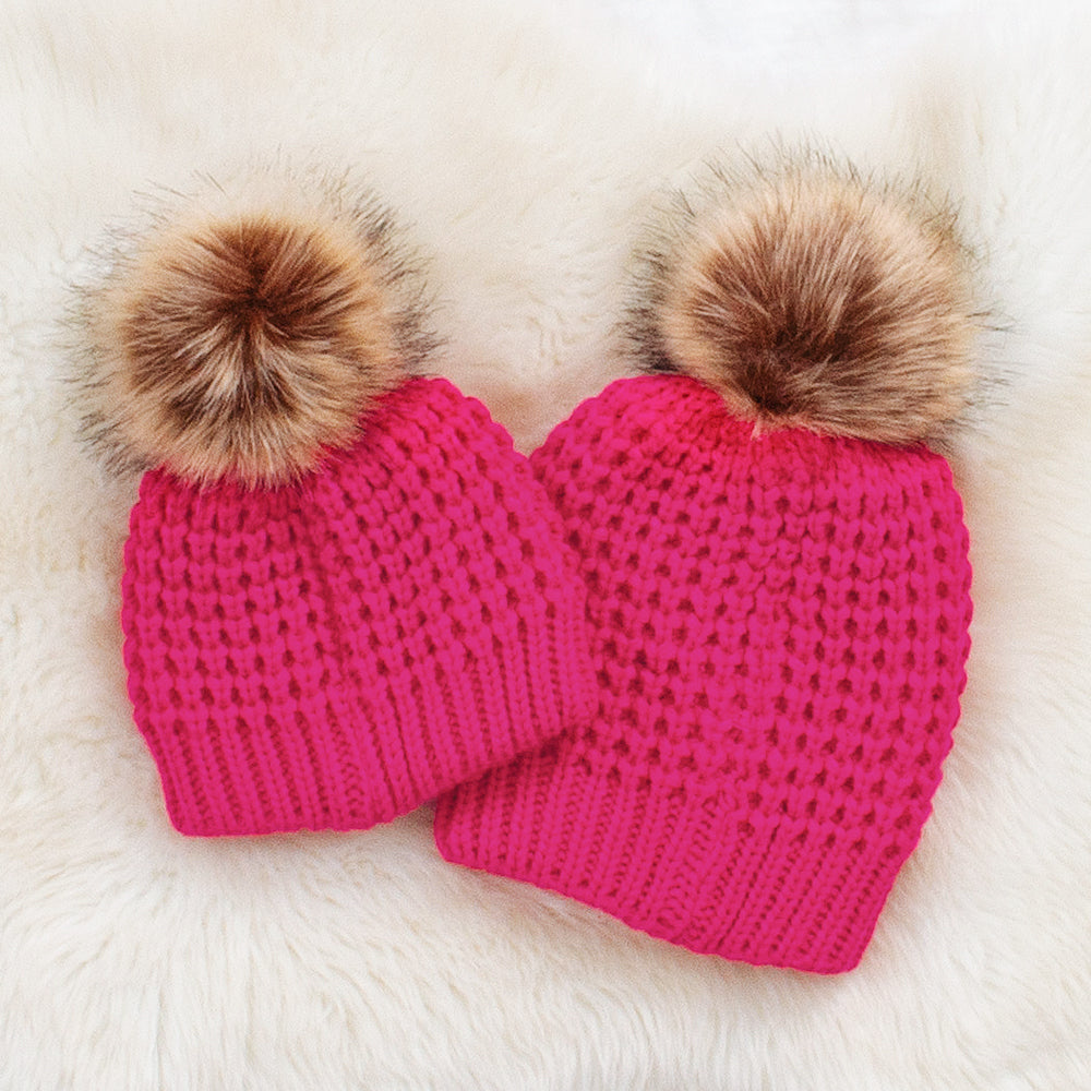 mom and me chunky knit beanies