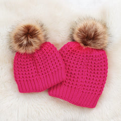 mom and me chunky knit beanies