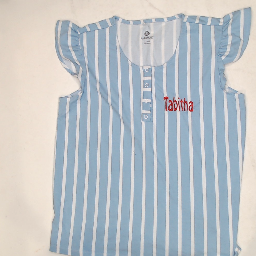 BLOOPER CLOTHING: Monogrammed Ruffle Pajama Top
