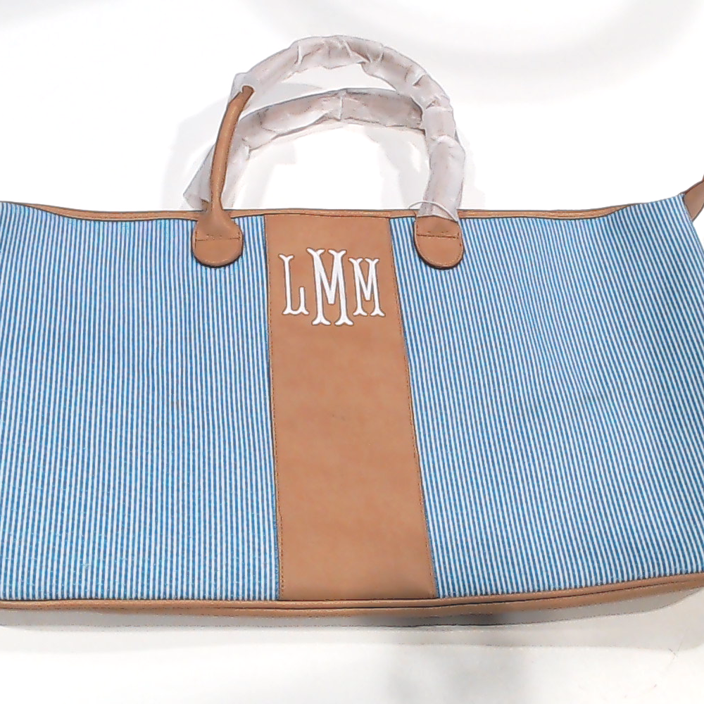 BLOOPER BAG: Monogrammed Seersucker Weekender