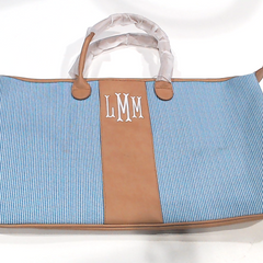 BLOOPER BAG: Monogrammed Seersucker Weekender