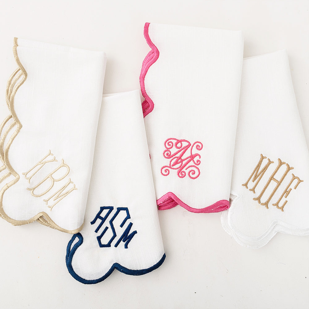 group of 4 napkins on white