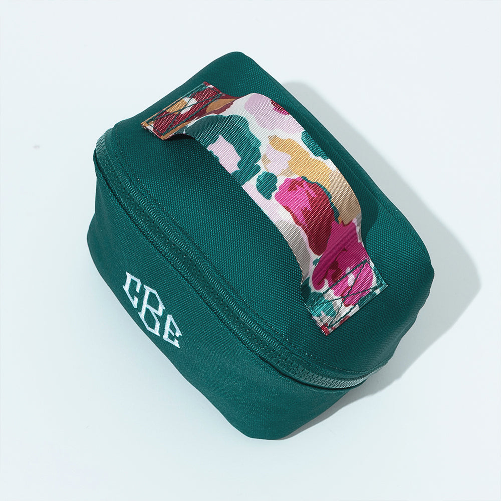 autumn watercolor cheetah makeup bag from above