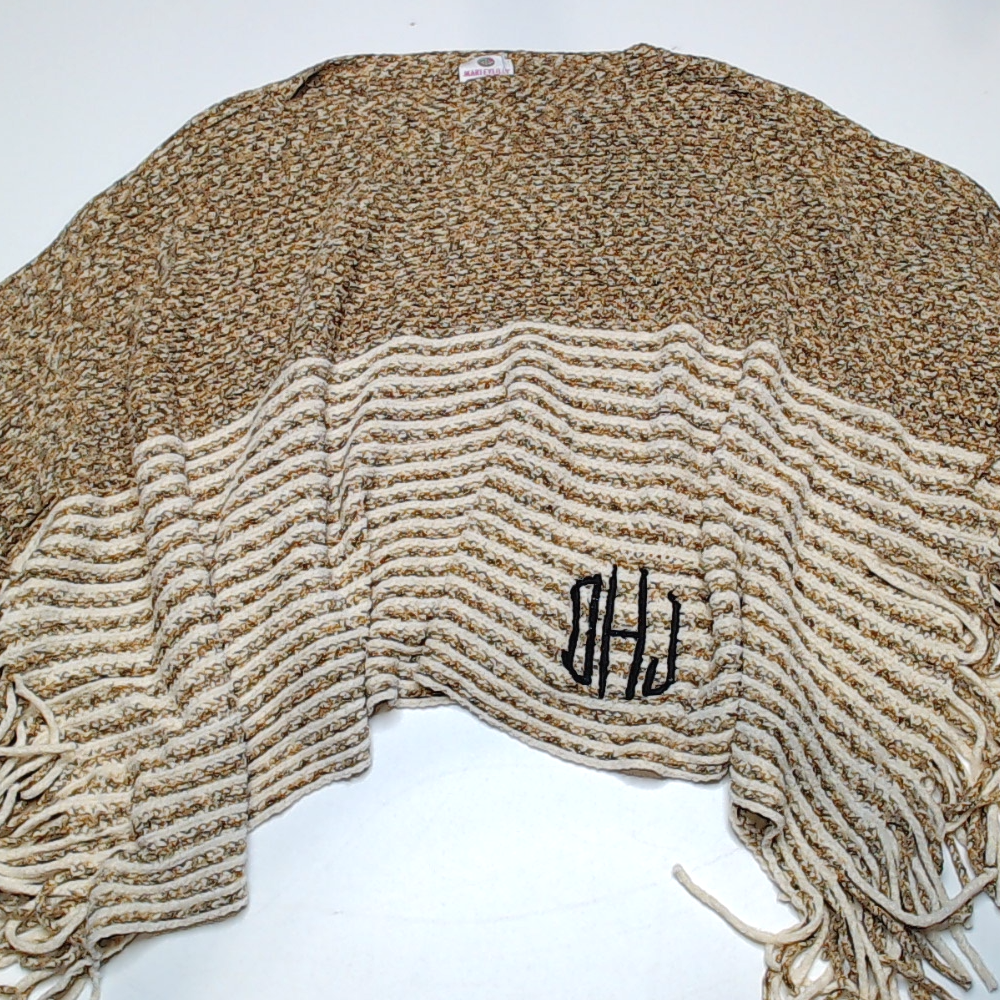 BLOOPER CLOTHING: Monogrammed Striped Chenille Poncho
