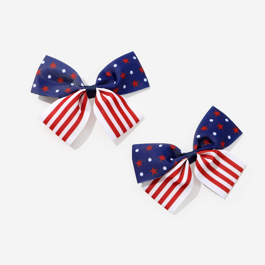 Girls Hair Bow Set in Americana/Flag