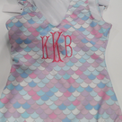 BLOOPER SWIM: Monogrammed Girls Ruffle Bathing Suit