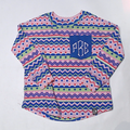 BLOOPER KIDS: Monogrammed Kids Patterned Long Sleeve Shirt