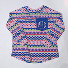 BLOOPER KIDS: Monogrammed Kids Patterned Long Sleeve Shirt