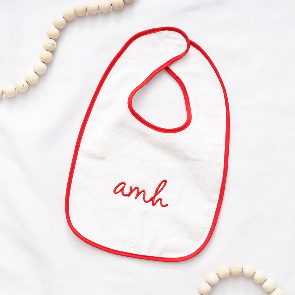 red outline baby bib
