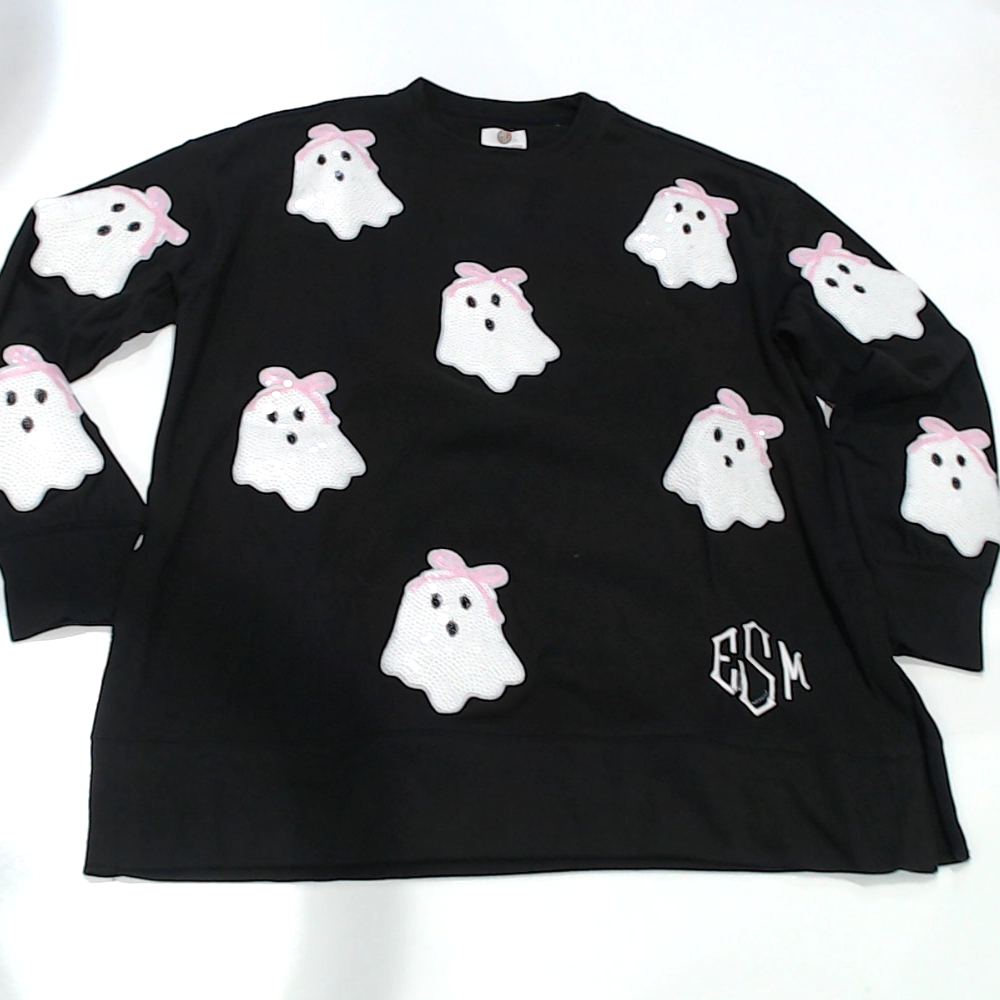 BLOOPER CLOTHING: Monogrammed Sequin Ghost Sweatshirt