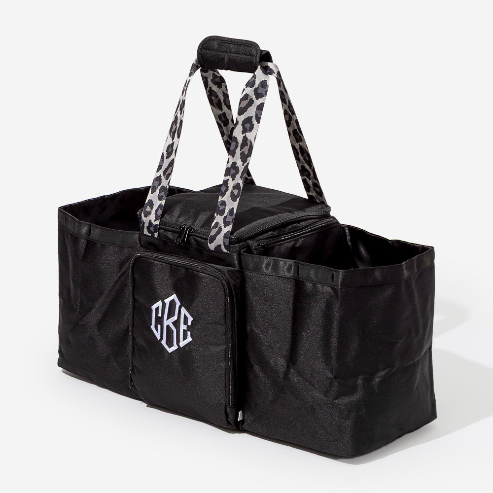 monogrammed extra large cooler tote in black