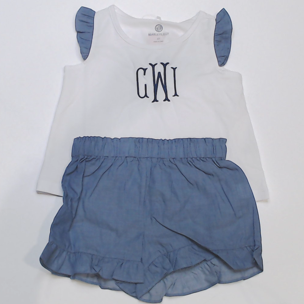 BLOOPER KIDS: Monogrammed Toddler Ruffle Short Set