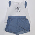 BLOOPER KIDS: Monogrammed Toddler Ruffle Short Set