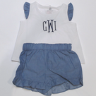 BLOOPER KIDS: Monogrammed Toddler Ruffle Short Set