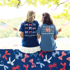 back of america t-shirts bows and light navy