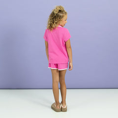 back of kids classic sleep set in hot pink