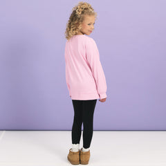 back of kids sequin ghost sweatshirt in light pink 