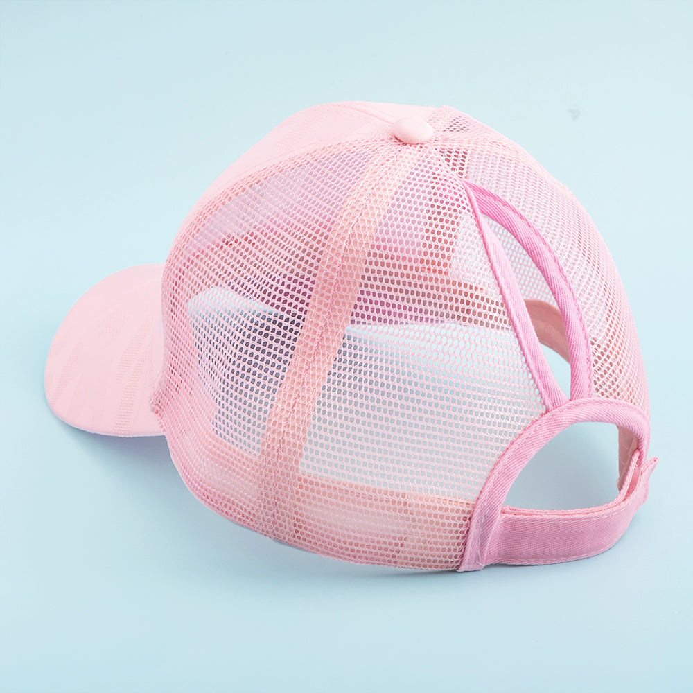 back of pink camo girls trucker hat 