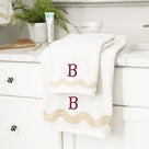 Monogrammed Bath Towel Set | Tan & White