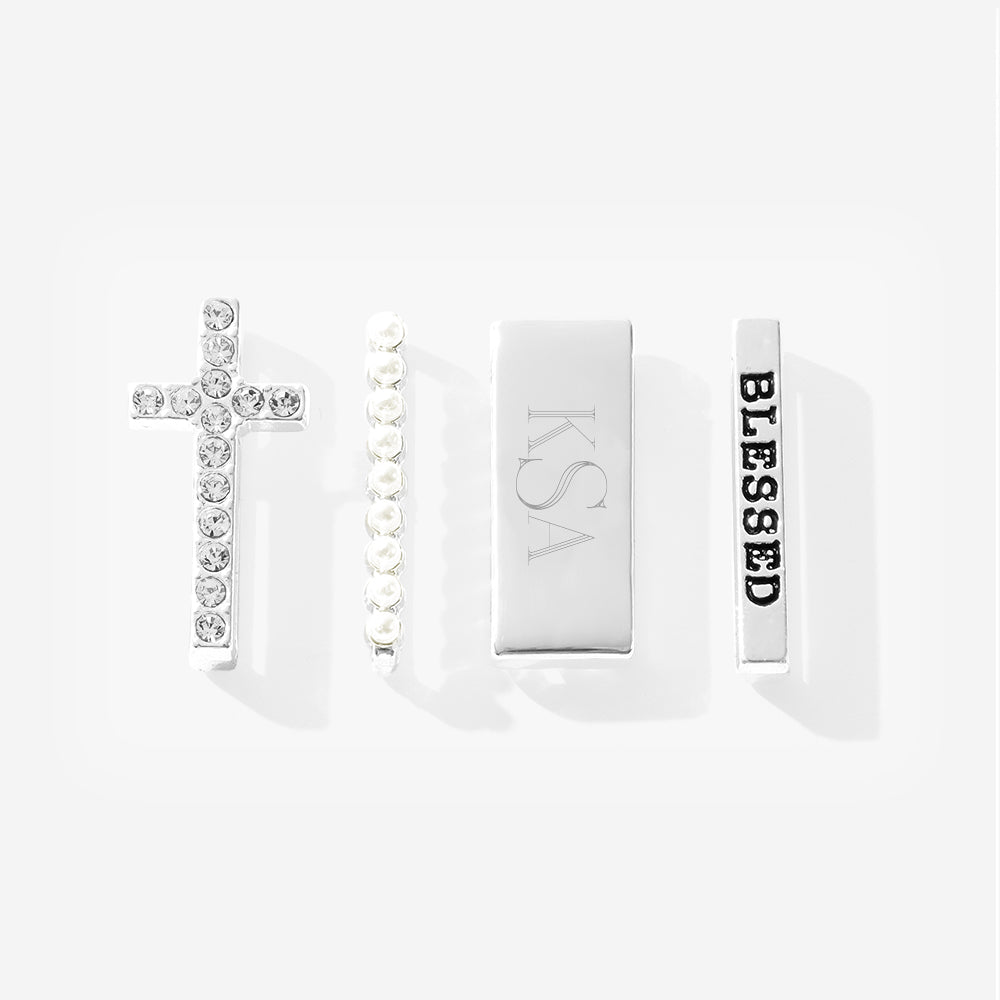 Monogrammed Smart Watch Charm Set in Silver
