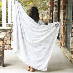 birch camo blanket held up back view
