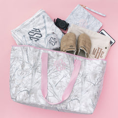 birch camo monogrammed extra large tote bag packed 