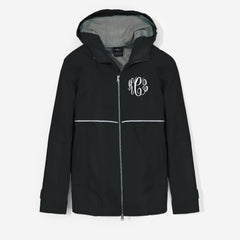 Monogrammed New England Rain Jacket in Black