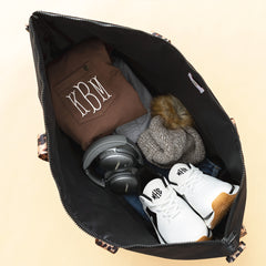 black classic cheetah weekend bag inside shot