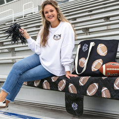 black football picnic blanket with football xl tote