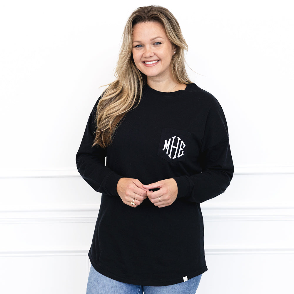 black football t-shirt on emily