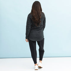 heathered black pullover tunic back view