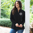 Monogrammed Knit Quarter Zip Pullover | Black