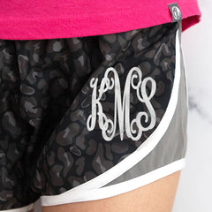 Monogrammed Running Shorts | Onyx Leopard