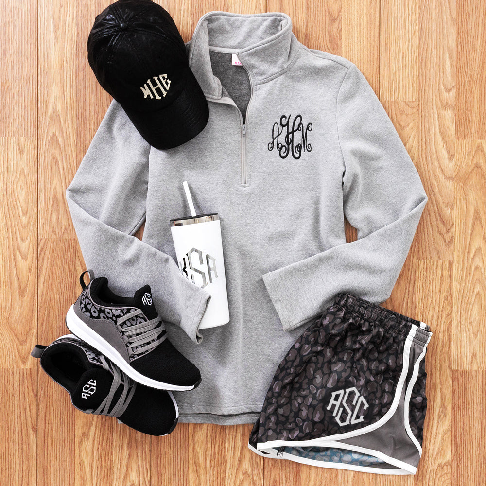 Monogrammed Running Shorts | Onyx Leopard